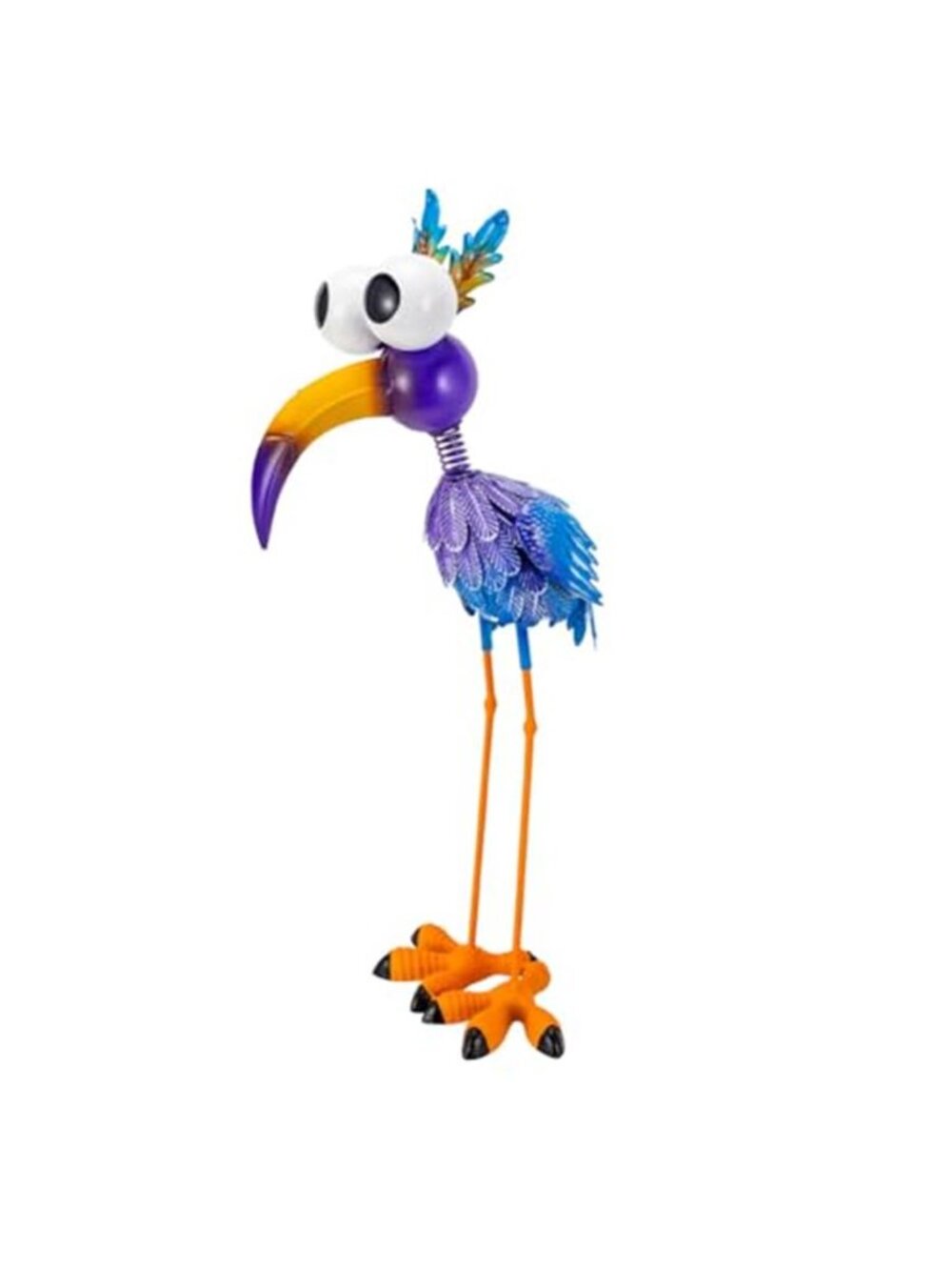 New 27“ Metal Purple Big-Eyed Bird Statue Garden Decor